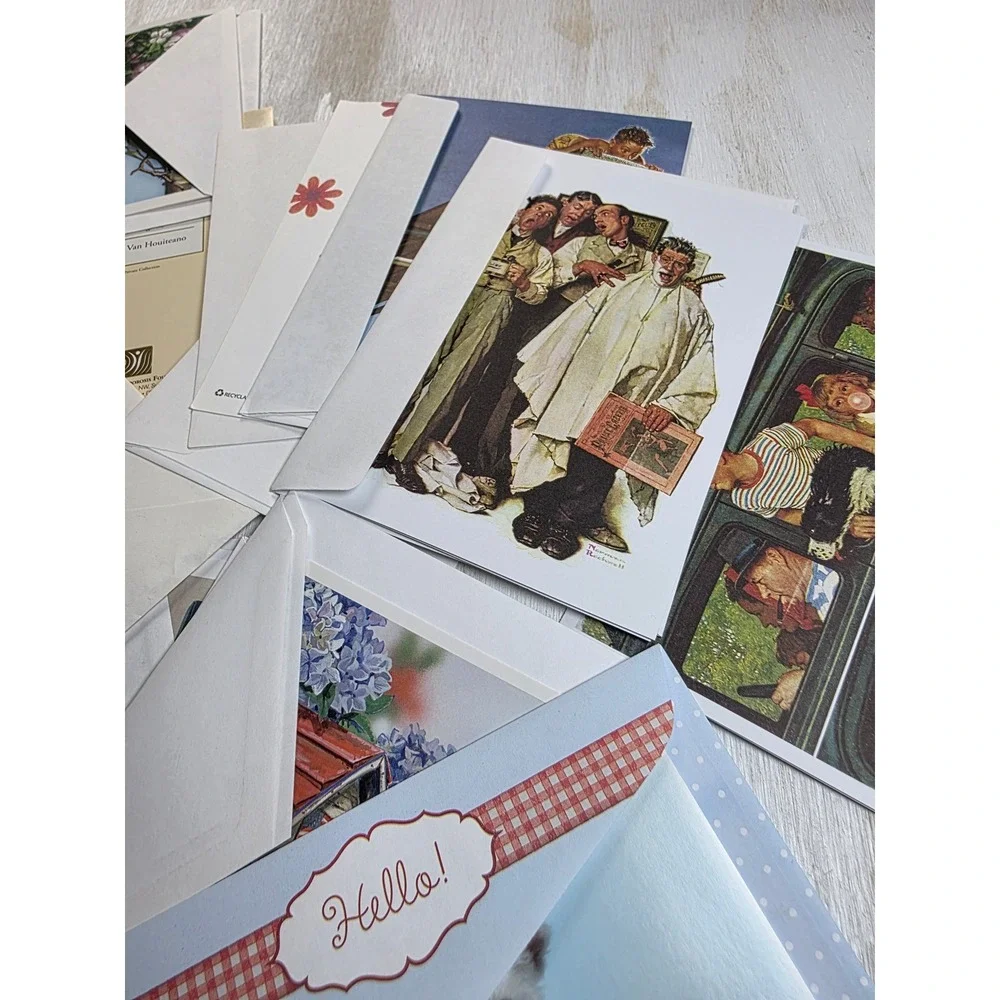 Vintage Greeting Card Lot Norman Rockwell Floral Puppy Cottagecore Boho Assorted